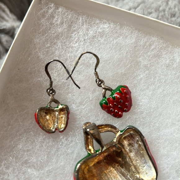 Strawberry Pendant and Earring Set - Picture 6 of 7